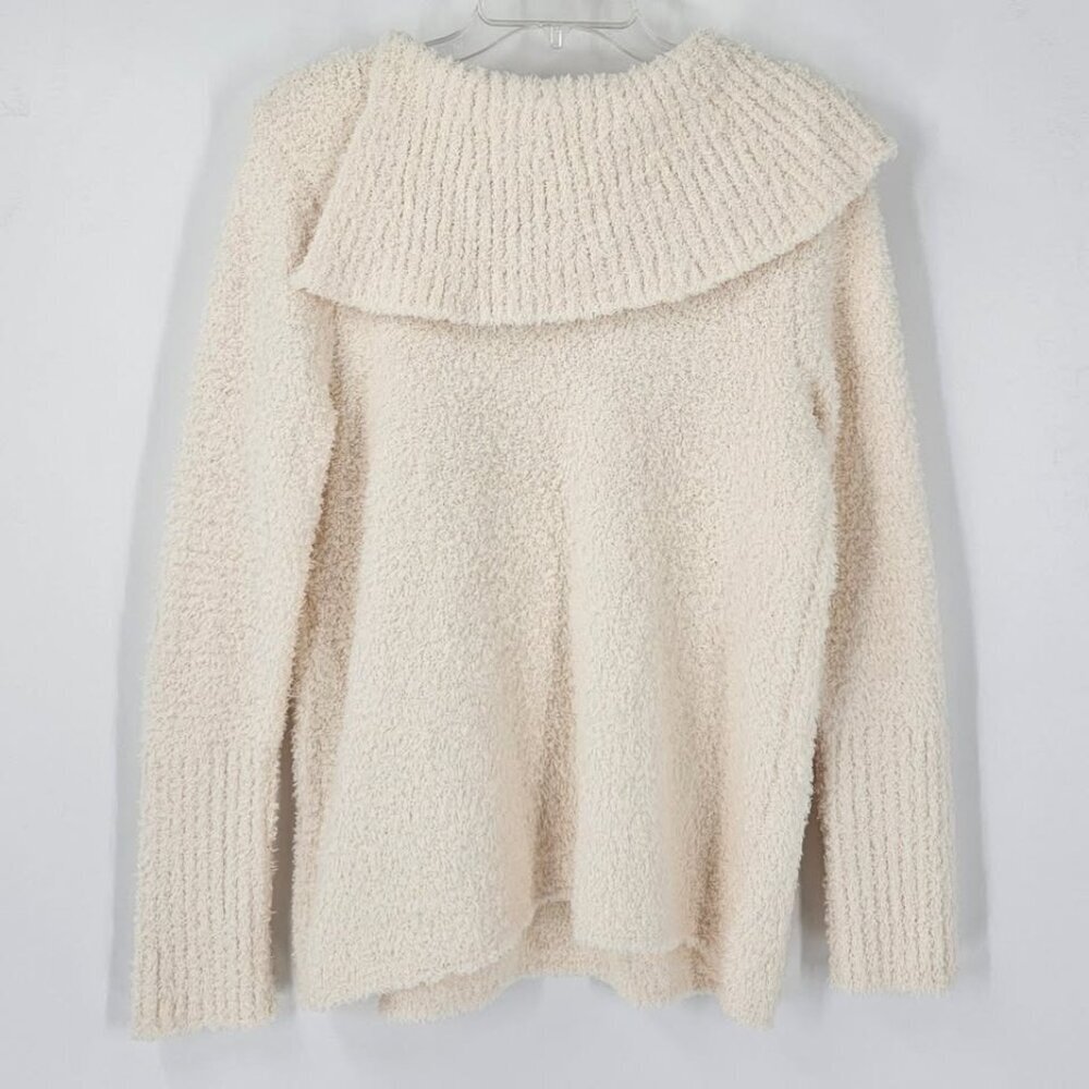 Pure Jill Sz M Soft Cozy High Neck Asymmetrical Pullover Cowl Neckline Sweater
